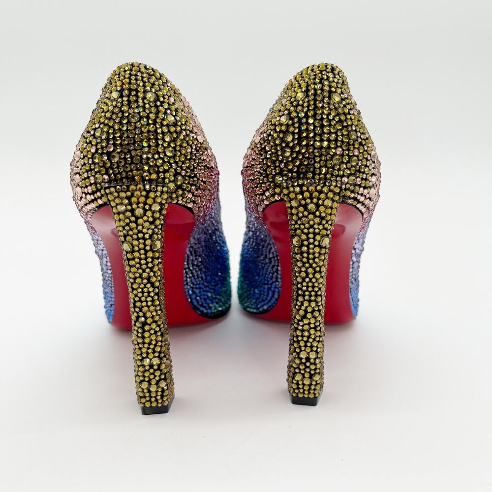 New Christian Louboutin Condora Strass Rainbow Crystal 100 Stiletto Heels EU 36 - Picture 10 of 13
